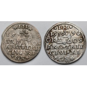 Sigismondo III Vasa, Trojak di Riga 1589 e 1590 - set (2 pezzi)