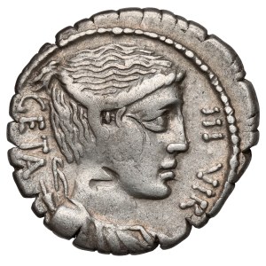 Republic, C. Hosidius, son of C., son of Geta (64 B.C.) Serratus denarius, Rome