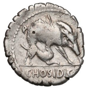 Republic, C. Hosidius, son of C., son of Geta (64 B.C.) Serratus denarius, Rome