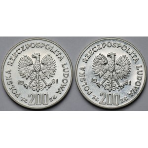 Próba SREBRO 200 złotych 1981 Bolesław II Śmiały i Władysław I Herman - zestaw (2szt)