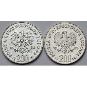Próba SREBRO 200 złotych 1982-1983 Bolesław III Krzywousty i Odsiecz Wiedeńska - zestaw (2szt)
