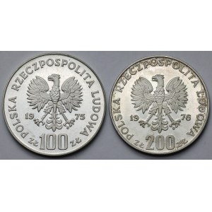 Próba SREBRO 100-200 złotych 1975-1976 Zamek Królewski i Igrzyska - zestaw (2szt)