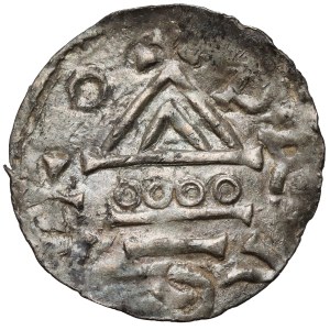 Czechy, Bolesław II (972-999) Denar, Praga - Kotwica / Kapliczka - b.rzadki
