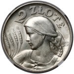 Woman and Ears of Wheat, 2 zlote, 1925 (no dot), Philadelphia