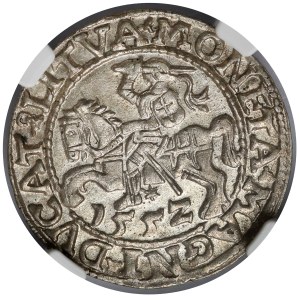 Sigismund II Augustus, Vilnius Half-Grosz, 1552—shield upright