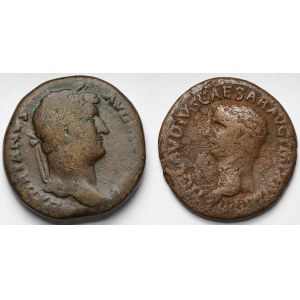 Cesarstwo Rzymskie, Klaudiusz (41-54 n.e.) As i Hadrian (117-138 n.e.) Sesterc - zestaw (2szt)