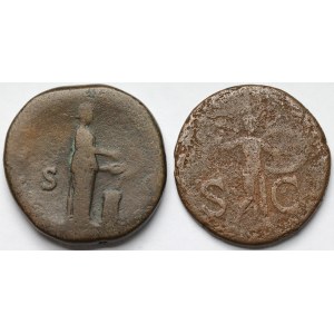Cesarstwo Rzymskie, Klaudiusz (41-54 n.e.) As i Hadrian (117-138 n.e.) Sesterc - zestaw (2szt)