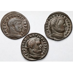 L'Empire romain, Dioclétien (284-305 apr. J.-C.) et Maxence (306-312 apr. J.-C.) – Follis – lot de 3 pièces