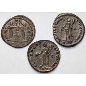 L'Empire romain, Dioclétien (284-305 apr. J.-C.) et Maxence (306-312 apr. J.-C.) – Follis – lot de 3 pièces