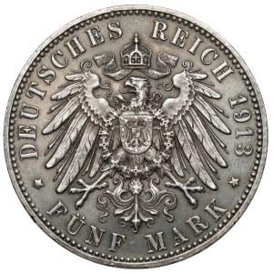 Württemberg, 5 marks, 1913 F, Stuttgart