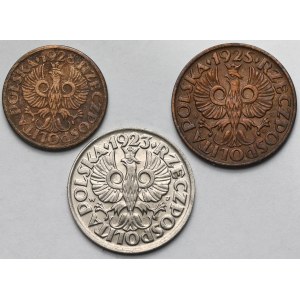 1–10 groszy, 1923–1928 — set (3 pieces)