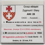 Sigismund I. der Alte, Elbląg-Groschen 1534 – Fehler „ELBINNK“ – Rarität