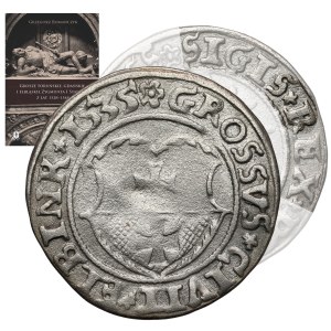 Zygmunt I. Starý, elblážský groš z roku 1535 – CHYBA – chybí písmeno I – velmi vzácný