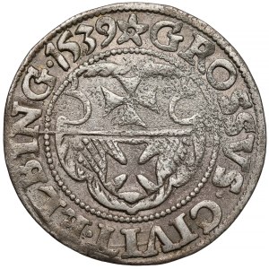 Sigismund I the Old, Elbląg grosz, 1539—facing right—PRVS