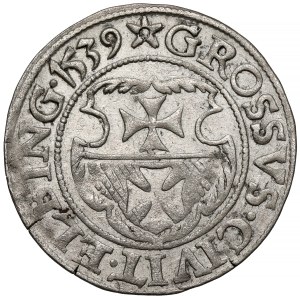 Sigismund I the Old, Elbląg grosz, 1539—facing left—PRVS—different eagle