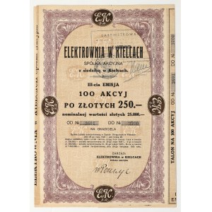 Kielce Power Plant, Em. 3, 100 x 250 zł, 1935