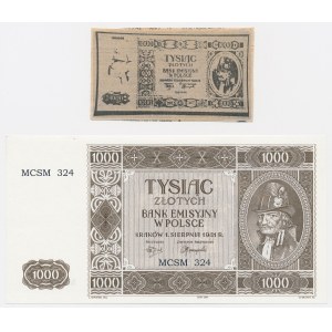 Reproduktion des „Krakowiak“, 1.000 Złoty, 1941 [324] + Ausschnitt aus einer alten Zeitung mit einer Reproduktion des Bildes