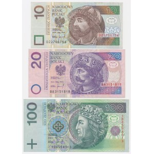 10, 20 i 100 zł 1994, w tym YB - zestaw (3szt)