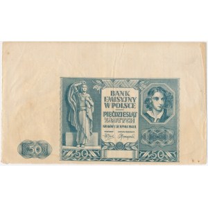 50 Złoty 1941 – nur Hauptdruck, ohne Unterdruck, Serienbezeichnung und Nummerierung