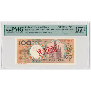 Miasta Polskie 100 zł 1990 - WZÓR - A 0000000 - No.0195