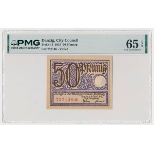 Gdańsk, 50 fenigs, 1919 – purple