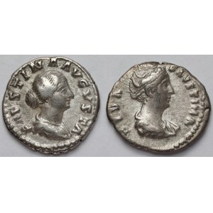 Empire romain, Faustine Ire l'Aînée (138-141 apr. J.-C.) et Faustine II la Jeune (161-175 apr. J.-C.) – Deniers, Rome – lot (2 pièces)