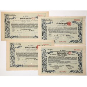 Szczecin (Stettin), Der Pommerschen Landschaft... , 100, 200, 500 i 1.000 Goldmark 1925-28 (4szt)