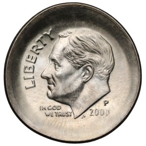 USA, 10-Cent-Münze aus dem Jahr 2000, Philadelphia – breit geprägt