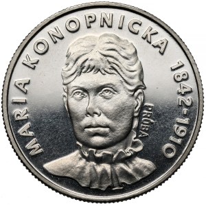 Probeprägung NIKEL 20 Złoty 1977 Maria Konopnicka – großer Adler