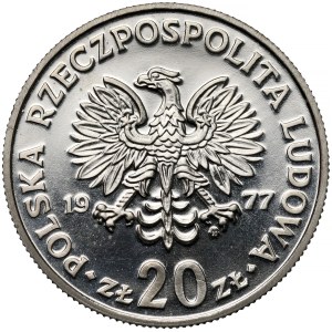 Probeprägung NIKEL 20 Złoty 1977 Maria Konopnicka – großer Adler