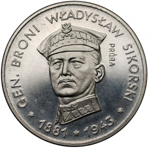 Zkušobná minca NIKEL 100 zlotých 1981 Sikorski – na prednej strane