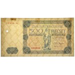One-sided TEST PRINT, 500 zlotych, 1947 - A 000000 - obverse only - RARE