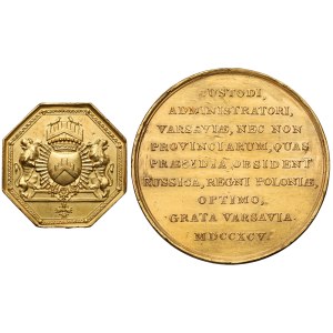 BUXHÖVDEN unikatowy medal i żeton w ZŁOCIE, Warszawa 1795 r.