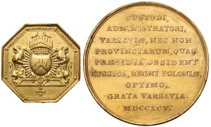 BUXHÖVDEN unikatowy medal i żeton w ZŁOCIE, Warszawa 1795 r.