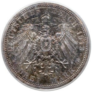 Lippe, 3 marks 1913 A - rare