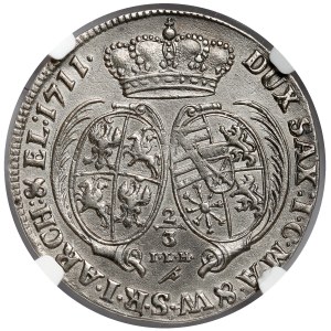 August II Mocny, Gulden (2/3 talara) 1711 ILH, Drezno - RZADKI