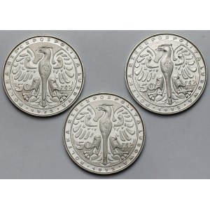 Monete d'argento da 50 zloty del 1972 con Chopin - set (3 pezzi)