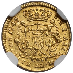 August III of Saxony, 1/4 ducat, 1743, FWóF, Dresden