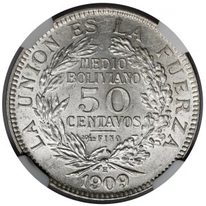 Bolivia, 50 centavos, 1909-H
