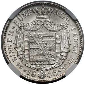 Sasko, Fridrich August, 1/6 talára 1846 F