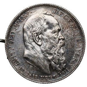 Bavaria, 5 marks 1911-D - birthday commemorative coins - in the form of a brooch