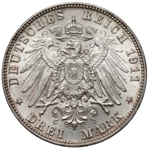 Bawaria, 3 marki 1911 D, Monachium - urodzinowe