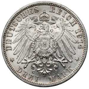 Bavaria, 3 marks 1914 D, Munich