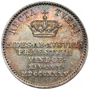 Rakúsko, Ferdinand I., korunovačný žetón z roku 1835