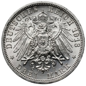 Prussia, 3 marks 1913 A, Berlin - 25th Anniversary of the Reign