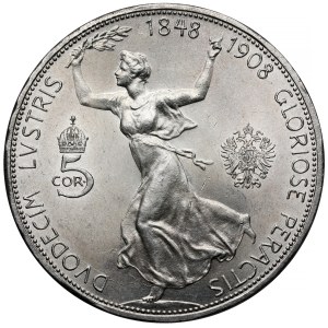 Rakúsko, František Jozef I., 5 korún, 1908 – 60. výročie vlády