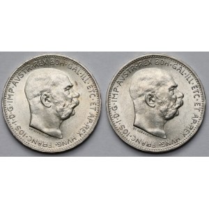Austria, Franz Joseph I, 1 crown, 1913 and 1914 – set (2 pieces)