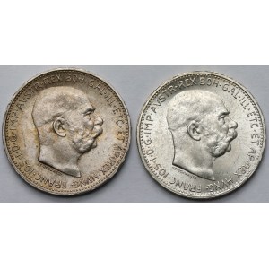 Austria, Franz Joseph I, 1 korona, 1912 and 1914 – set (2 pieces)