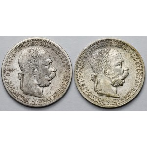 Rakúsko, František Jozef I., 1 koruna z rokov 1894 a 1900 – sada (2 ks)