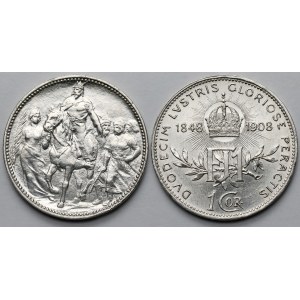 Rakúsko-Uhorsko, František Jozef I., 1 koruna z rokov 1896 a 1908 – sada (2 ks)